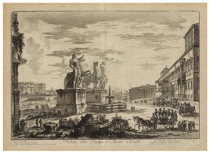 Widok na Piazza di Monte Cavallo (Kwirynał) autorstwa Giovanni Battista Piranesi