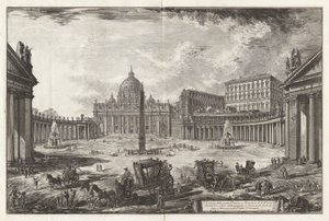 Widok na duży plac i bazylikę św. Piotra autorstwa Giovanni Battista Piranesi