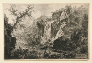 Widok na małe wodospady w Tivoli z Vedute di Roma autorstwa Giovanni Battista Piranesi