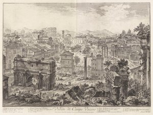 Veduta di Campo Vaccino (Widok na Campo Vaccino [Forum Romanum, ze Wzgórza Kapitolińskiego]), z Vedute di Roma (Widoki na Rzym) autorstwa Giovanni Battista Piranesi