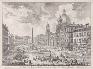 Widok Piazza Navona ponad ruinami Cyrku Agonalnego, z Vedute di Roma (Widoki Rzymu) autorstwa Giovanni Battista Piranesi