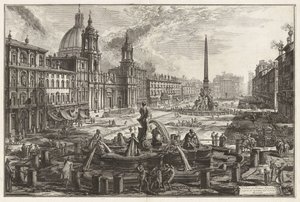 Widok na Piazza Navona ponad ruinami Circus Agonalis [cyrku Domicjana], z Vedute di Roma (Widoki Rzymu) autorstwa Giovanni Battista Piranesi
