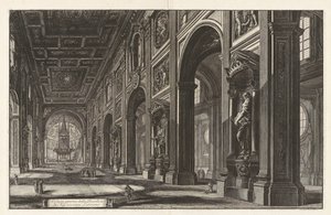 Widok wnętrza bazyliki San Giovanni in Laterano, z „Vedute di Roma” autorstwa Giovanni Battista Piranesi