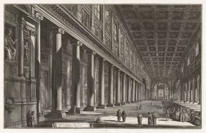 Widok wnętrza bazyliki Santa Maria Maggiore z Vedute di Roma (Widoki Rzymu) autorstwa Giovanni Battista Piranesi