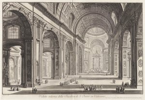 Widok wnętrza Bazyliki Świętego Piotra autorstwa Giovanni-Battista Piranesi