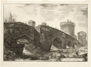 Widok na Ponte Lugano na Anio, z Widoków Rzymu autorstwa Giovanni Battista Piranesi
