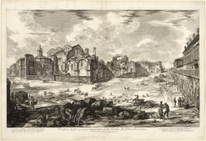 Widok widocznych pozostałości Łaźni Dioklecjana, z Widoków Rzymu autorstwa Giovanni Battista Piranesi