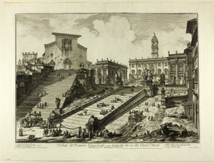 Widok na Kapitol ze schodami do kościoła S. Maria in Aracoeli, z Widoków Rzymu autorstwa Giovanni Battista Piranesi