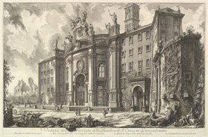 Widok na fasadę bazyliki S. Croce in Gerusalemme [Świętego Krzyża w Jerus..., ok. 1930 1750. autorstwa Giovanni Battista Piranesi