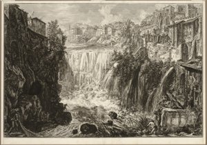 Widok na Wielką Kaskadę w Tivoli, z Widoków Rzymu autorstwa Giovanni Battista Piranesi