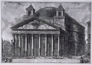 Widok Panteonu Agryppy, ok. 1761 (akwaforty) autorstwa Giovanni Battista Piranesi