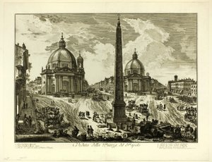 Widok na Piazza del Popolo, z Widoków Rzymu autorstwa Giovanni Battista Piranesi