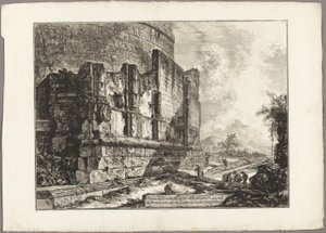 Widok na szczątki grobowca Plautów na Via Tiburtina, w pobliżu Ponte Lugano, dwie mile od Tivoli, z Widoków Rzymu autorstwa Giovanni Battista Piranesi