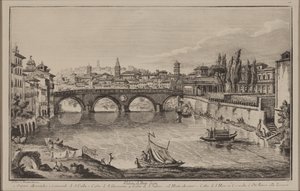 Widok mostu Sisto, ok. 1778-92 (akwaforta) autorstwa Giovanni Battista Piranesi