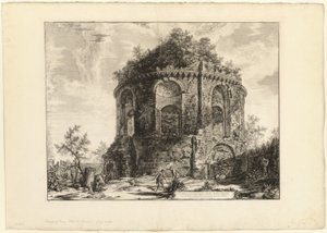 Widok na tzw. Tempio della Tosse (świątynię kaszlu) na Via Tiburtina milę od Tivoli, z Widoków na Rzym autorstwa Giovanni Battista Piranesi