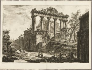 Widok na tak zwaną świątynię Zgody z widoków Rzymu autorstwa Giovanni Battista Piranesi