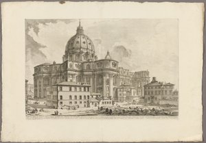 Widok z zewnątrz Bazyliki Świętego Piotra w Watykanie, z Widoki Rzymu autorstwa Giovanni Battista Piranesi