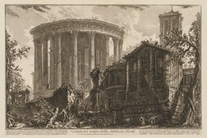 Widoki na Rzym: Świątynia Sybilli w Tivoli. autorstwa Giovanni Battista Piranesi