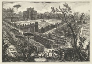Villa Doria Pamphili w Rzymie Villa Panfili poza Porta S. Pancrazio (tytuł obiektu) Gezichten op Rome (tytuł serii) Widoki Rzymu zaprojektowane i wyryte przez architekta Giambattistę Piranesiego Ve (nez) iano (tytuł serii) autorstwa Giovanni Battista Piranesi