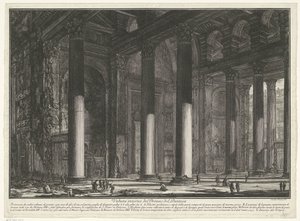 Voorportaal van het Pantheon te Rome Widok wnętrza Pronaosa Panteonu (tytuł na obiekcie) Gezichten op Rome (tytuł serii) Widoki Rzymu zaprojektowane i wyryte przez architekta Giambattistę Piranesiego Ve (nez) iano (tytuł serii) autorstwa Giovanni Battista Piranesi