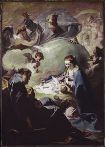 Narodzenia z Wszechmocnym i Duchem Świętym. (olej na płótnie, ok. 1740) autorstwa Giovanni Battista Pittoni