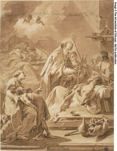 Święty Gilbert odwiedza chorych autorstwa Giovanni Battista Pittoni the Younger