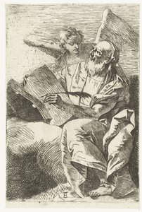 Ewangelista Mateusz z aniołem Czterech Ewangelistów (tytuł serii) autorstwa Giovanni Battista Tiepolo (attributed to)