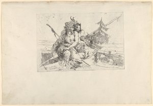 Bachant, Satyr i Fauness, ze Scherzi, ca. 1740. autorstwa Giovanni Battista Tiepolo
