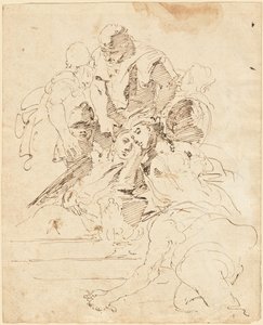 Klasyczne postacie zgromadzone wokół urny autorstwa Giovanni Battista Tiepolo