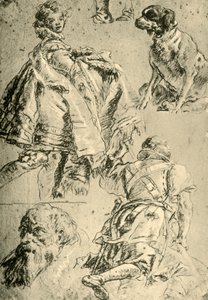 Studia szczegółowe do fresków w Kaisersaal w rezydencji w Würzburgu, 1751-1752, 1928 autorstwa Giovanni Battista Tiepolo
