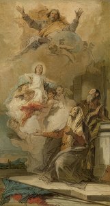 Niepokalane Poczęcie (Joachim i Anna przyjmują Maryję od Boga). Około 1757-59 r. autorstwa Giovanni Battista Tiepolo