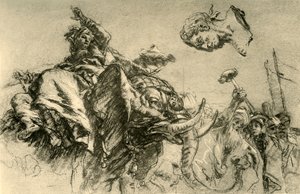 Wschodnia kobieta na słoniu. Popiersie cesarza rzymskiego, 1752-1753, 1928 autorstwa Giovanni Battista Tiepolo