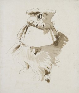 Głowa brodatego mężczyzny (pióro, brązowy tusz, brązowy wash, czarna kreda na białym papierze) autorstwa Giovanni Battista Tiepolo