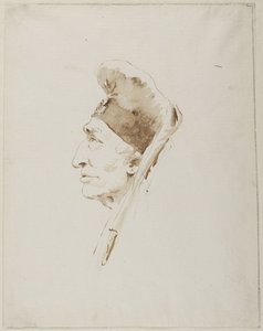 Profilowa głowa starszego mężczyzny w egzotycznym nakryciu głowy autorstwa Giovanni Battista Tiepolo