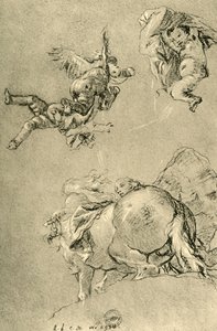 Unoszące się amorki i jeden z Horae ze słonecznym rumakiem, 1752-1753, 1928 autorstwa Giovanni Battista Tiepolo