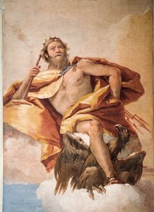 Jowisz Gromowładca z Orłem, z Pokoju Bóstw Olimpijskich w Foresterii (Pensjonat) 1757 autorstwa Giovanni Battista Tiepolo