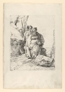 Magik z czterema Postaciami przy dymiącym Ołtarzu, ze Scherzi, ca. 1743-52. autorstwa Giovanni Battista Tiepolo