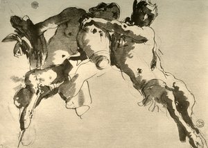Faun męski i żeński z amforą, połowa XVIII wieku, 1928 autorstwa Giovanni Battista Tiepolo