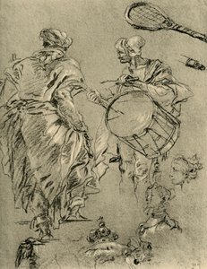 Mężczyzna widziany od tyłu, perkusista i małe studia, 1751-1752, 1928 autorstwa Giovanni Battista Tiepolo