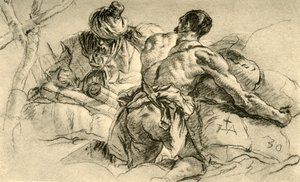 Kupcy orientalni z belami towarów, 1753, 1928 autorstwa Giovanni Battista Tiepolo