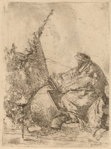 Siedzący filozof, z globusem, książką i kompasem autorstwa Giovanni Battista Tiepolo