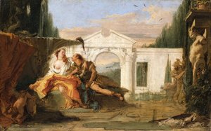 Rinaldo i Armida w zaczarowanym ogrodzie Arminy, podsłuchiwani przez Carla i Ubalda autorstwa Giovanni Battista Tiepolo
