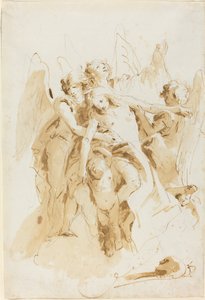 Święta Maria Magdalena podnoszona przez anioły autorstwa Giovanni Battista Tiepolo