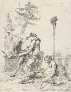 Rodzina Satyrów Pan i jego Rodzina, ze Scherzi, ca. 1743-50. autorstwa Giovanni Battista Tiepolo