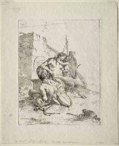 Scherzi: Rodzina Satyrów z obeliskiem. autorstwa Giovanni Battista Tiepolo