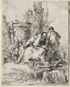 Scherzi: siedzący mag, chłopiec i cztery postacie, 1735-40.
