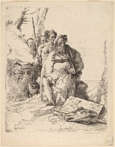 Siedzący mag z innymi figurami obok ołtarza autorstwa Giovanni Battista Tiepolo