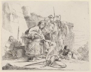 Siedząca młodzież oparta o urnę autorstwa Giovanni Battista Tiepolo