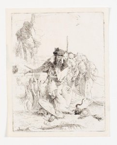 Sześć osób patrzących na węża. Arkusz z serii Scherzi di fantasia. (Rizzi 15; De Vesme 24) autorstwa Giovanni Battista Tiepolo