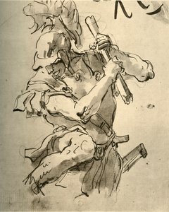 Żołnierz podnoszący rękę do uderzenia, połowa XVIII w., 1928 r. autorstwa Giovanni Battista Tiepolo